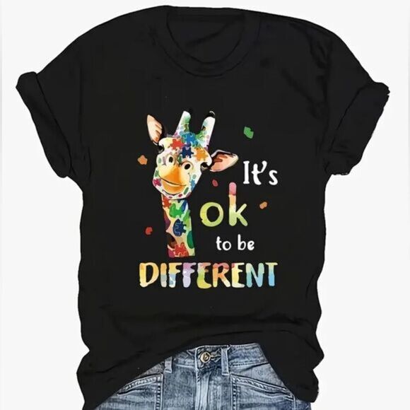 NWT Plus Size Black Short Sleeve Graphic Tee Shirt “Ok To Be Different” - 2XL - Picture 1 of 3